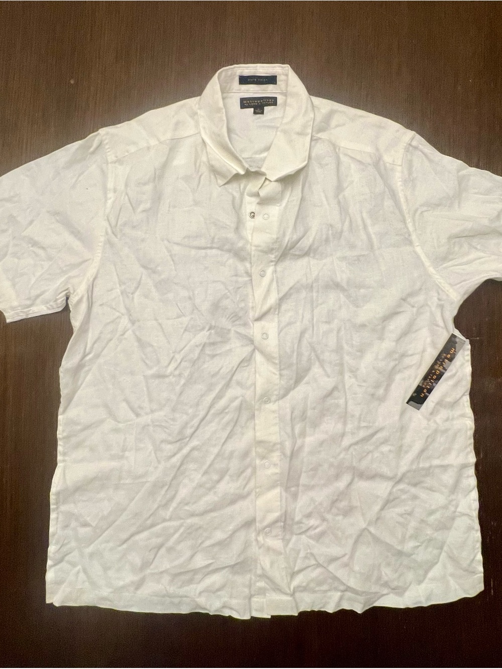 NWT Lord & Taylor Large Pure Linen Coastal Y2k Short Sleeve Button Down Shirt